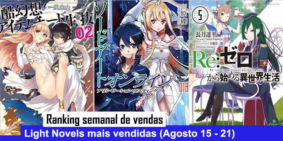 Ranking semanal de vendas – Light Novel – Japão – Agosto (13 – 19)